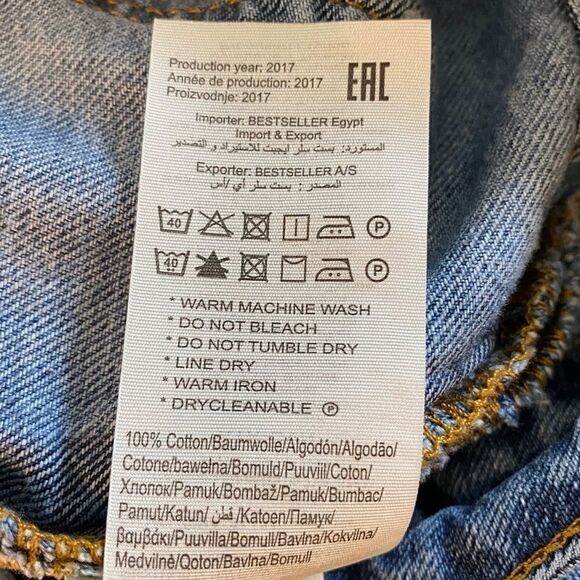 Studio Only 34 Blue Denim HighWaisted Raw Hem Wide Leg Distressed Jeans - Picture 11 of 13